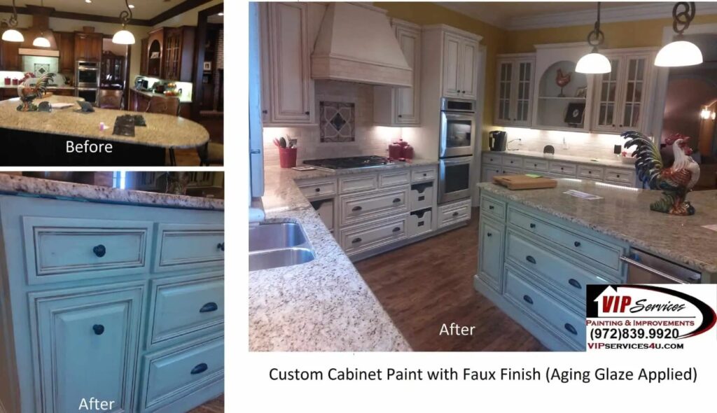 custom-kitchen-paint-with-faux-finish-glaze-on-cabinets